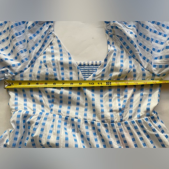 Lilly Pulitzer Sidney Midi Dress Gingham Striped Jacquard Embroidery Blue - Picture 4 of 7